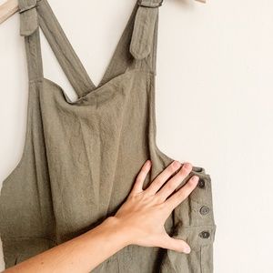 Green Linen Overalls